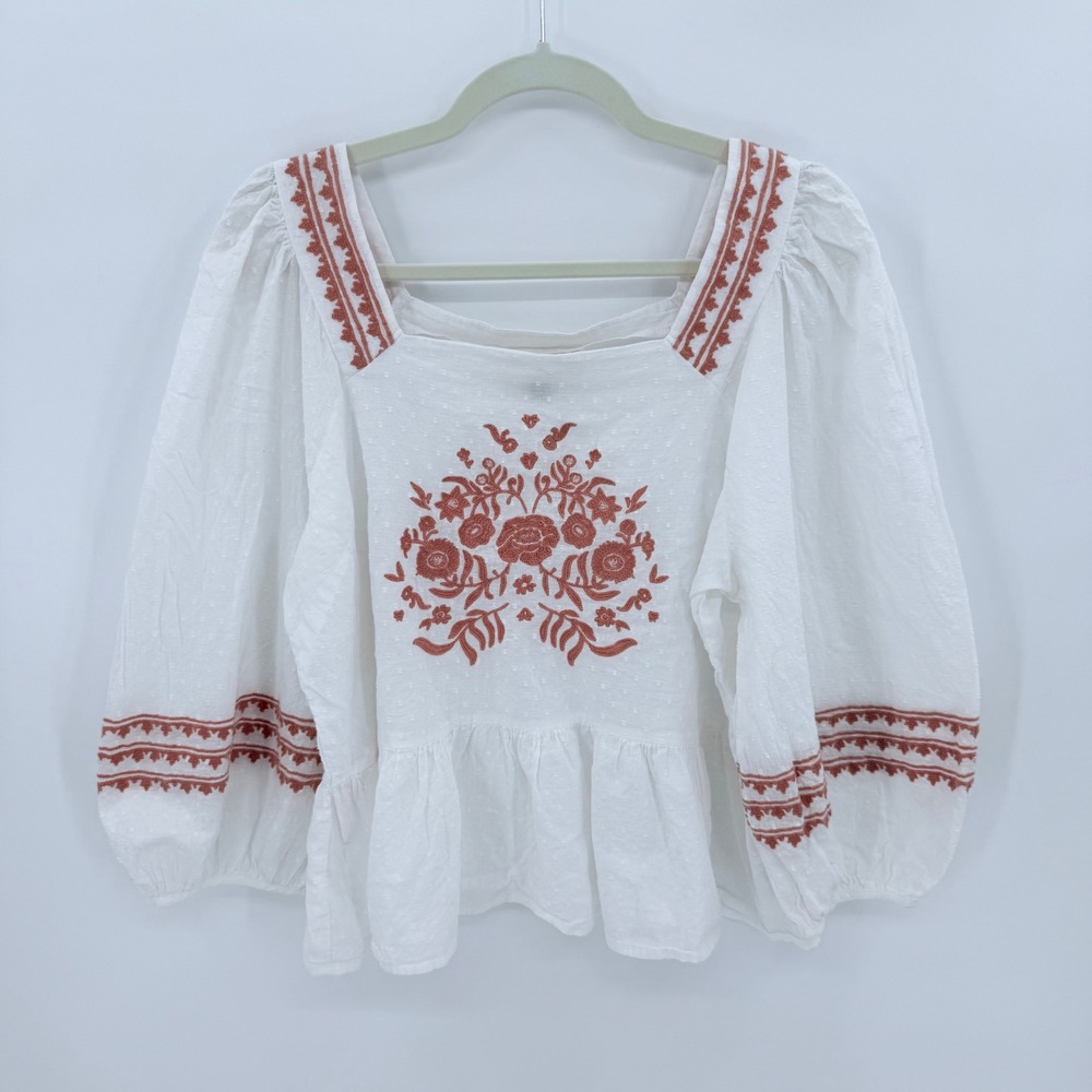 Universal Thread White Terracotta Embroidered Flo… - image 2